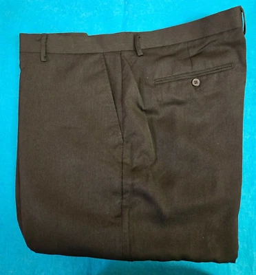Pantalones para hombre K. C. Collections ~ 44x30" ~ frente plano ~ negro ~ mezcla de poliéster Foto 1 de 3