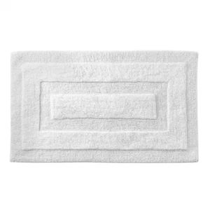 20 In. X 34 In. White Textured Border Cotton Machine Washable Bath Mat - Picture 1 of 6