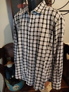 CAMISA ROBERT GRAHAM NEGRO/PÚRPURA CHEQUES PUÑO ABATIBLE HOMBRE XL MANGA LARGA - Imagen 1 de 6