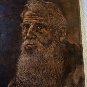 Beard old man male portrait original painting hand painted tonalism brown - Picture 1 of 9