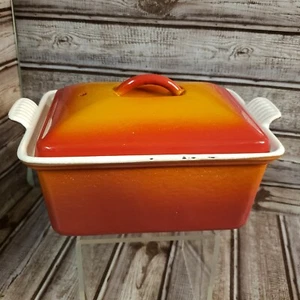 MADE IN BELGIUM VINTAGE CAST IRON REDDISH COVERED CASSEROLE DISH w/ HANDLES #20  - Picture 1 of 8