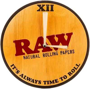Raw Rawthentic Wooden Wall Clock Cone Hands Smoking Collectors Gift 11 x 7" - Picture 1 of 3