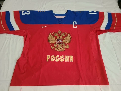 Nike 2014 Sochi Olympics Authentic Pavel Datsyuk Russia Jersey Swift sz 58 RARE Cover