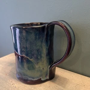 Colorful Pottery Mug Blues Purples Comfortably Heavy 280 - Picture 1 of 8