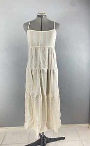Piedra de tela para mujer Anthropologie lino beige a rayas verticales talla S - Imagen 1 de 6