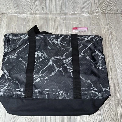 Bolso Utilitario Thirty One Cinch Negro Medianoche Mármol Nuevo con Etiquetas Reutilizable Doble Correa Foto 1 de 4