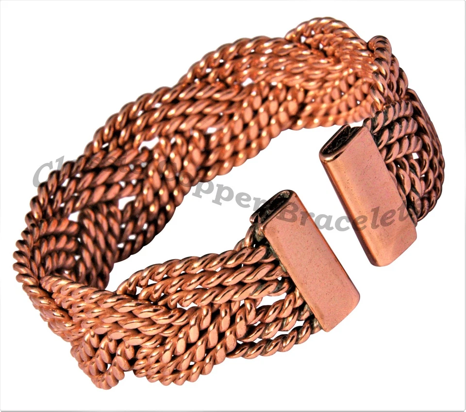 CLASSIC COPPER BRACELETS SOLID COPPER WIDE PLAIT MAGNETIC Bracelet Pain Relief Arthritis MB48 - MEDIUM