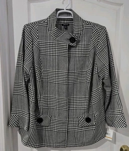 Womens Relativity NWT 16W Black White Button Jacket - Picture 1 of 10