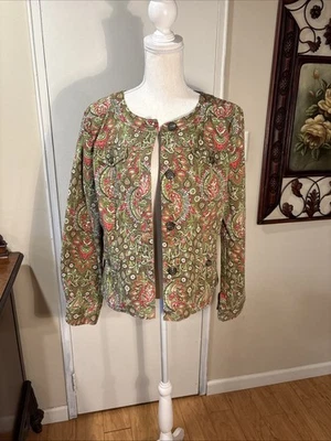 Chaqueta Charter Club Verde Denim Paisley Talla Grande Foto 1 de 4