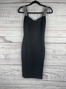 Ted Baker Dress Womens 0 Black Embellished Strap Bodycon Cocktail Formal New - Picture 1 of 9