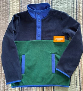 Gymboree Jungen marineblau/grün? blau Fleece Druckknopfausschnitt Shirtjacke Größe 7 neu mit Etikett - Bild 1 von 5