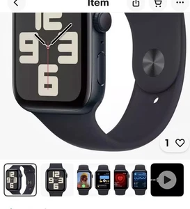 Apple Watch SE 44mm Aluminium Case Midnight Sport Band S/M MRE73QA/A - Picture 1 of 1
