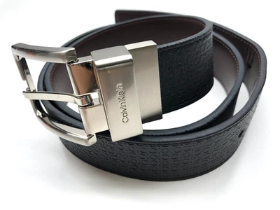 Cinturón reversible Calvin Klein negro marrón para hombre talla L 38-40 imitación cuero 1 1/2" Foto 1 de 4
