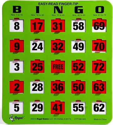 Regal Bingo - Shutter Slide Bingo Cards Only - 8” X 9” - 5-Ply Green Cardstock - - Image 1 of 4