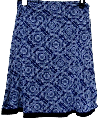 Falda Pull-On Azul Reversible Línea A Para Mujer M Tranquilidad Azul Marino Ikat Viaje Boho Foto 1 de 4