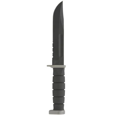 KA-BAR 7" Blade D2 Extreme Partially Serrated Knife w/ Plastic Sheath - Black - Image 1 of 2