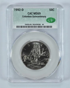1992-D Columbus Quincentenary Commemorative Half Dollar MS69 CAC CACg *0016 - Picture 1 of 5