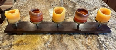 "Candelabro con pedestal de 5 velas para 3"" velas de pilar mesa de vacaciones centro de mesa" Foto 1 de 4