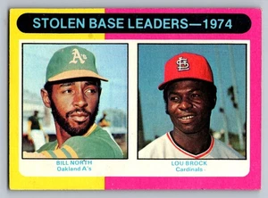 1975 Topps #309 1974 Stolen Base Leaders (Bill North / Lou Brock) - Bild 1 von 3