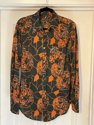 Camisa/Cuello Daga Poli Disco Vintage Años 70 Estampado Abstracto Vibrante L/S Talla M/L Foto 1 de 4