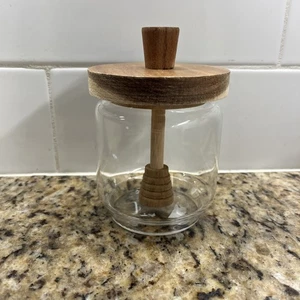 Pentola per miele con coperchio in legno + dispenser per miele in vetro con dipper 4" - Foto 1 di 7