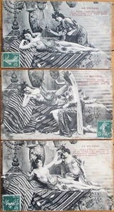 Risque French Fantasy 1907 Postcard Set of Three, Female Sultan and Slave Woman - Picture 1 of 1