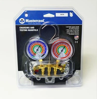 59236 Mastercool A/C HVAC  Refrigeration Manifold w 36" Ball Charging Hoses - Image 1 of 4