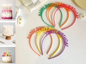 NEU Happy Birthday Stirnband Mädchen Buchstabe Krone Haarband 4 Geburtstag Bonbonfarben - Bild 1 von 46