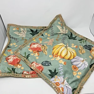 2 FÁMULAS DE ALMOHADA CUADRADAS DE CALABAZA OTOÑO MARLO AMOR MARLO borde de yute verde salvia - Imagen 1 de 11