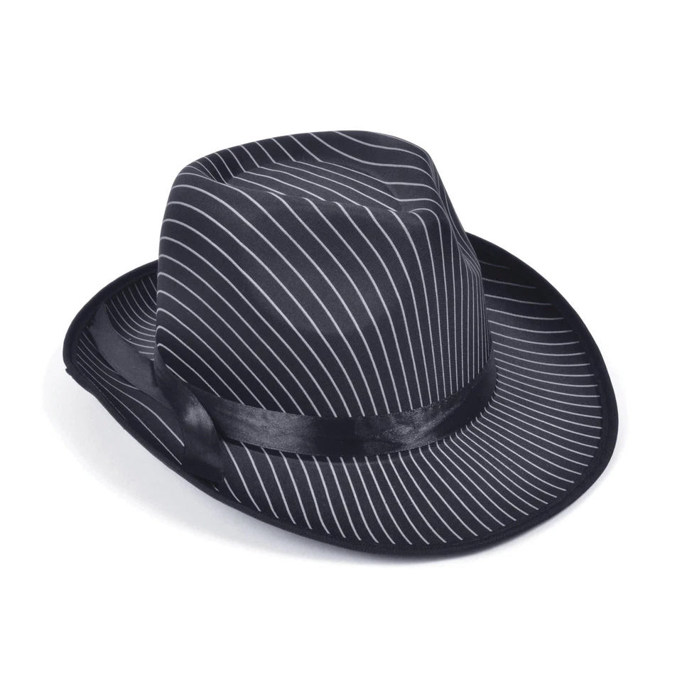 Adulti Trilby Cappello 1920s Gangster a Righe Costume Accessorio Festa - Immagine 1 di 1