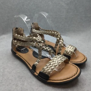 Born BOC Silver Woven Braided Crossover Strappy Leather Sandal Women Size 8 M - Picture 1 of 13