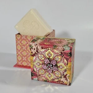 Punch Studio Verbena Soap Set In Floral Box With Pink Rhinestone Flower Accent - Picture 1 of 9