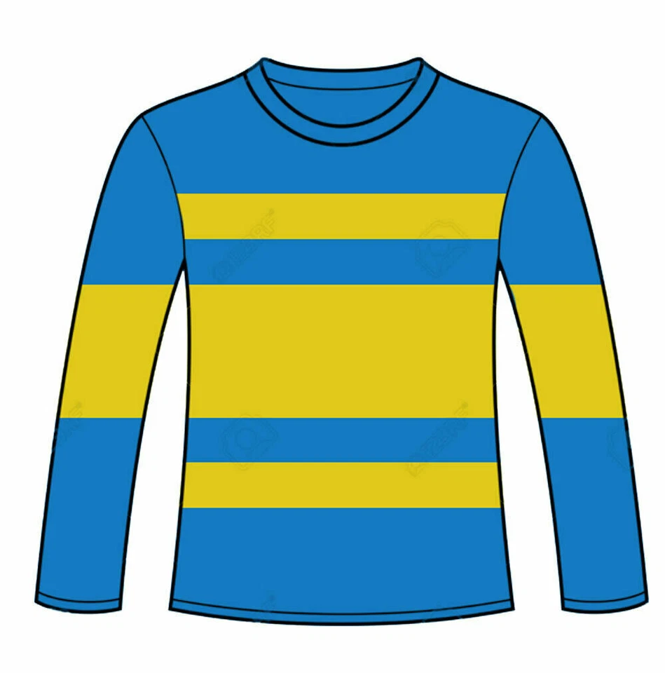 WICKED FUN CHILDRENS YELLOW BLUE STRIPE COTTON T-SHIRT WORLD BOOK WEEK FANCY DRESS PARTY UK