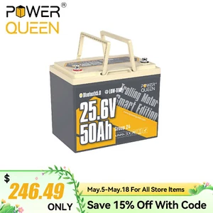 Power Queen 24V 50Ah Smart Bluetooth LiFePO4 Lithium Battery for Trolling Motor - Picture 1 of 11