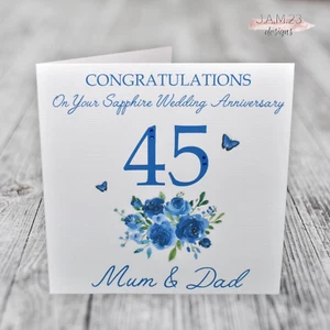 Personalised Sapphire 45th Wedding Anniversary Card - Picture 1 of 10