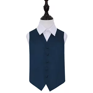 Boys Wedding Waistcoat Satin Solid Plain Navy Blue Formal Suit All Sizes by DQT - Picture 1 of 4