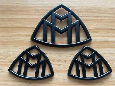 Black Maybach Set Fender Side Rear Trunk Emblems Badge For Mercedes Benz S Class - Image 1 of 4
