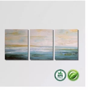 ARTLAND Modern Framed Abstract Oil Painting "Peaceful Lake" 3-Piece Gallery-W... - Picture 1 of 3