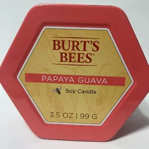 Burt's Bees Papaya Guava 2 stoppino latta candela di soia (1) candela 3,5 oz fuori produzione - Foto 1 di 12