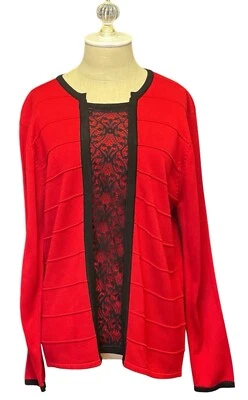 Женский кружевной свитер Jenny из акриловой и нейлоновой смеси красный и черный большой новый с ценниками - Изображение 1 из 4