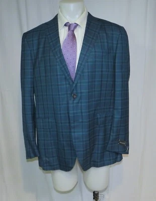 Abrigo deportivo Ermenegildo Zegna Mil Easy azul a cuadros dos botones 50R nuevo con etiquetas Foto 1 de 4