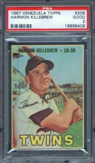 1967 Venezuela Topps #206 Harmon Killebrew PSA 2 Minnesota Twins HOF - Image 1 of 1