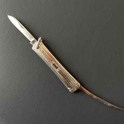 Navaja de Bolsillo de 2 Hojas Antigua Art Deco Llena de Oro Pluma de Escritorio Plegable Antigua Foto 1 de 4