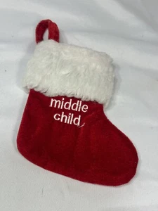 mini small red white christmas stocking family member MIDDLE CHILD - Picture 1 of 3