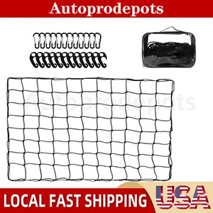3'x4' Roof Rack Cargo Net，Mesh Bungee Net Stretches to 6'x8' for Rooftop Cargo - Picture 1 of 9
