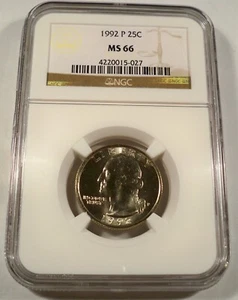 1992-P NGC MS66 WASHINGTON QUARTER 25c MS 66 - Picture 1 of 4