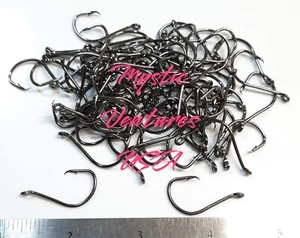 100 Size #1 Circle Hooks Black Nickel High Carbon Sport Octopus 2X STRONG FREE - Picture 1 of 4