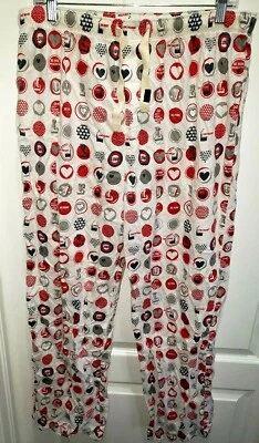 OLD NAVY men size large VALENTINE'S DAY LOUNGE PANTS sleep wear HEARTS white red - Image 1 of 2