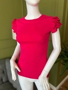 Ted Baker Top Blouse Ruffle Short Sleeve Top Pink Size 1 / Small S - Picture 1 of 12