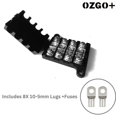 4 in 1 Midi Fuse Holder 200A Block Max 4 Fuses 8 Lugs Dual Battery Setups 4WD - Image 1 of 4